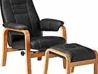 Otium lænestol inkl. fodskammel - sort PU-læder