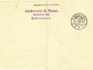 Adressebrev til apoteker Wilken, Asnæs. 1916