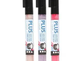 Plus Color Tusch, L: 14,5 cm, streg 1-2 mm, fuchsia, støvet rosa, dark lilac, 5,5 ml, 3stk./ 1 pk.