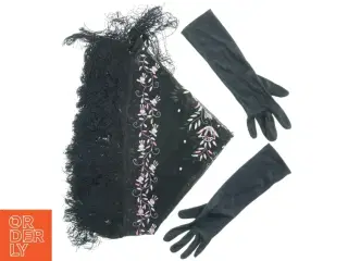 Sjal og lange handsker (str. 37 x 9 cm 155 x 70 cm)