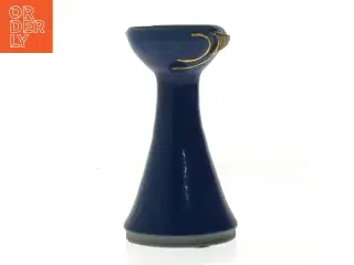 Blå Keramik lysestage (str. Ø. 7,5 cm. længde. 15 cm)
