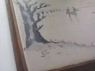 Meissen ANTIK Ernst Teichert flise klinke maleri 