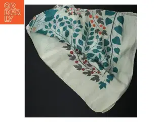 SilkeTørklæde med bladmønster (str. 85x85 cm)