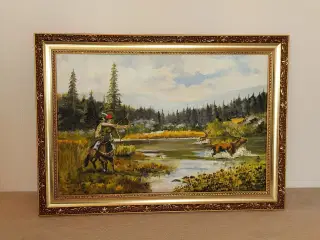 Maleri af jæger på jagt. 