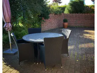 Havemøbelsæt Rattan Rundt Bord med 8 Stole Sort 