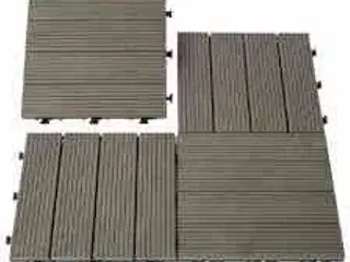 7 pk Terrassefliser, Komposit à 4 stk 30x30 cm Teak/grå
