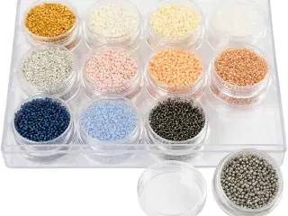 Rocaiperler, diam. 1,7 mm, str. 15/0, hulstr. 0,5-0,8 mm, douche farver, 12x15g/ 1 pk.
