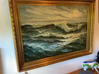 Oliemaleri i guldramme Havbillede 100x80 Horns rev