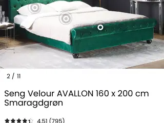 Velour seng fra beliani