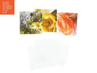 Blomsterkort sæt fra Hjerteforeningen (str. 3 stk 12,5x12,5 cm)