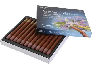 Gallery Akvarelkridt Brun - 12 stk. Høj Kvalitet