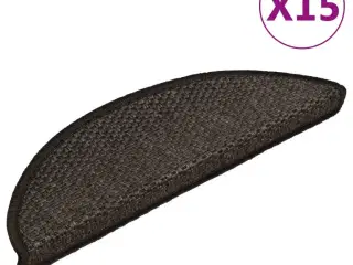 Selvklæbende trappemåtter 15 stk. 56x17x3cm sisal-look antracit