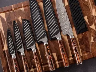 Japansk knivsæt med 6 dele – 5Cr15 rustfrit stål og pakatræ
