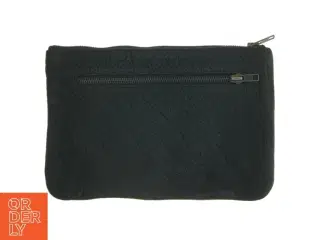 Sort clutch/læderpung med lynlåslukning (str. 15x17 cm)