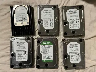WD harddiske 1,5 TB, 1 TB og 300 GB