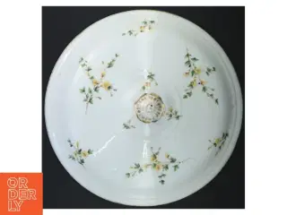 Porcelænslåg med blomstermotiv (str. Ø 28 cm)