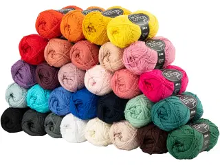 Bomuldsgarn, 8/4, L: 170 M, ass. farver, 30x50g/ 1 pk.