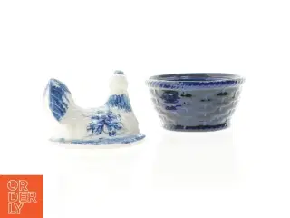 Dekorativ porcelæns høne krukke med låg (str. 12 x 12 cm)