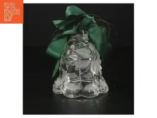 Glasklokke med grøn sløjfe fra Walther-Glas (str. 10 cm)