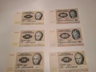 Danske 10 og 20 krone sedler
