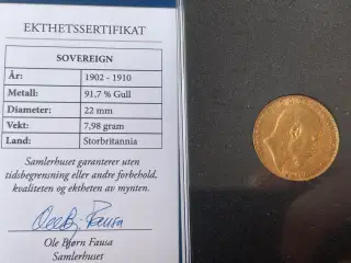 Fridtjof Hansen samling, 1 Sovereign guld, mynter 