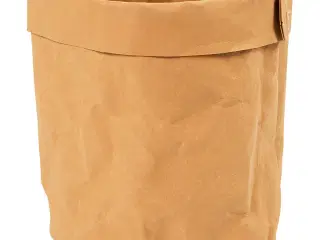 Rund opbevaringspose i lys brun - 12x11 cm