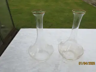 2 stk Vin Karafler med Guldkant 2 stk Porcelæns
