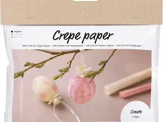 Mini DIY Kit Crepepapir, Æg, lys pink, lys gul, 1 pk.