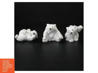 Porcelænsfigurer af isbjørne fra Royal Copenhagen (str. 10 x 7 cm og 8 x 8 cm og 10 x 7 cm)