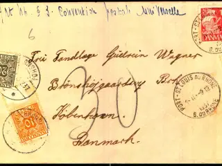 Efterporto - Brev fra Frankrig med Dansk Frimærke  9 - 12 - 1937 - Efterporto 30 Øre