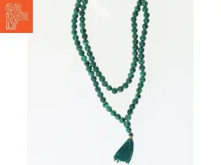 Grøn perlekæde med kvast (str. 66 cm)