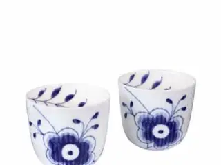 Blå mega riflet musselmalet fyrfadsstager 