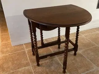 Antikt engelsk klapbord - massivt mørkt træ  