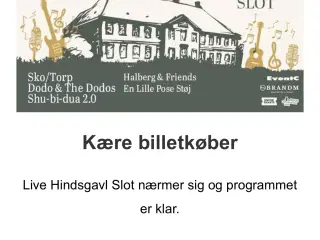 Billetter til koncert på Hindsgavl Slot 16. august