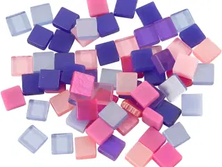 Minimosaik, str. 5x5 mm, tykkelse 2 mm, lilla/mørk lilla, 25g/ 1 pk.