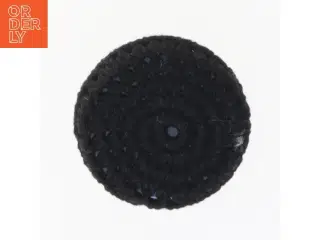 Sort broche i uld (str. Ø 4 cm)