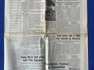 Avis - Politiken Ekstra Udgave ! - 29. August 1943 - Tysk Bekendtgørelse - Undtagelsestilstand