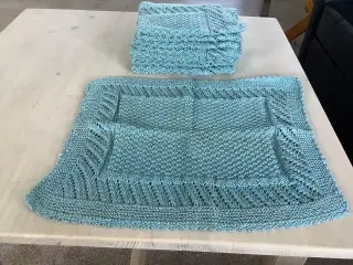 6 stk blå strikkede dækkeservietter