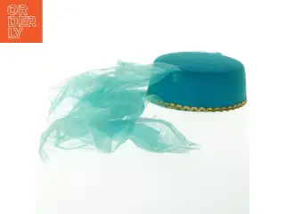 Turkis hat med slør (str. Ø. 17 cm)
