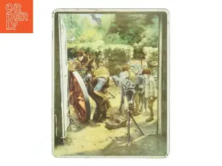 Vintage Rektangulær dåse med motiv (str. 27 x. 21 cm)