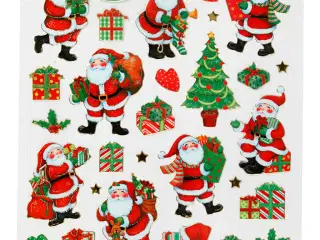 Stickers, klassiske julefigurer, ark 15x16,5 cm, 1 ark