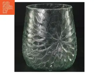 Presset Glas vase i smukt Is Krystal mønster  (str. 12 x ø, 10 cm)