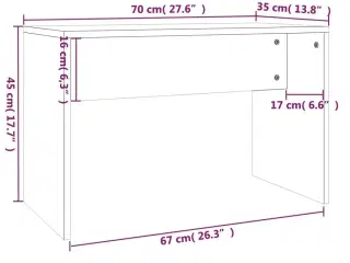 Skammel til makeupbord 70x35x45 cm konstrueret træ hvid