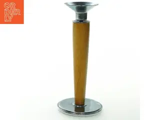 Trælysestage med metalbase (str. 21 cm)
