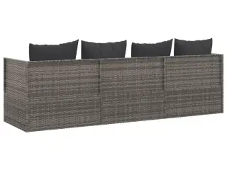 Udendørs loungesofa med hynder polyrattan grå