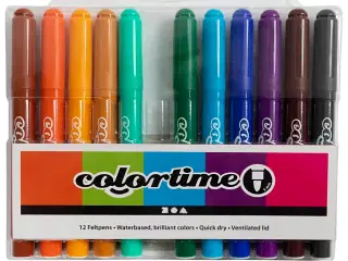 Colortime Tusch, streg 5 mm, suppleringsfarver, 12 stk./ 1 pk.