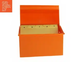Orange kartotekskasse fra Esselte (str. 16x14 cm)