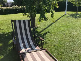 Retro strandstol med fodstøtte