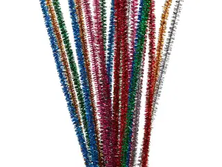 Chenille, L: 30 cm, tykkelse 6 mm, glitter, stærke farver, 24ass./ 1 pk.