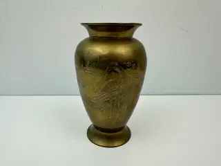 Retro messing vase m. trane-motiv